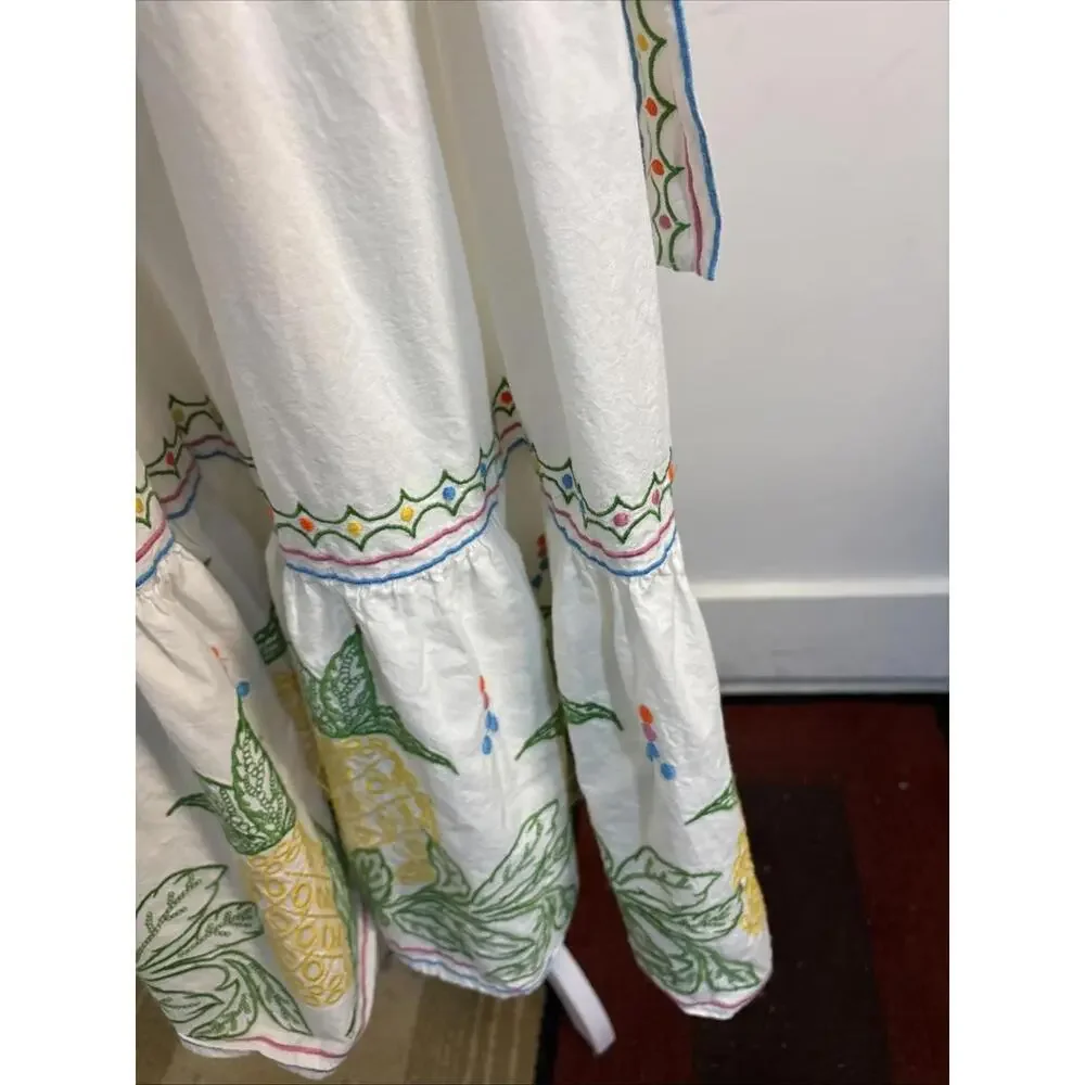 NWT Roller Rabbit‎ Embroidered Valonia Dress with Pineapples, XXS
